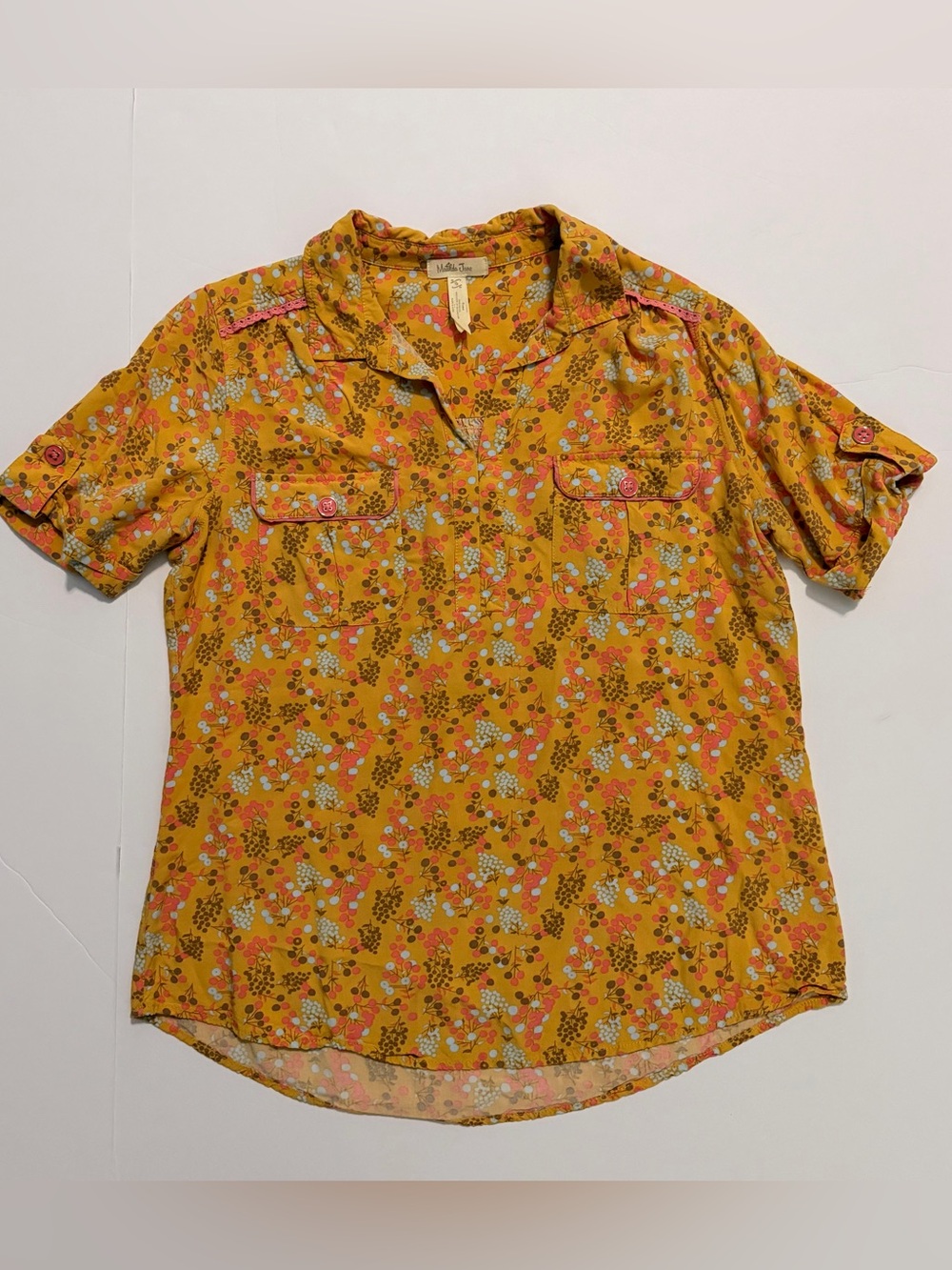 Matilda Jane Yellow Floral Button-Front Utility Top